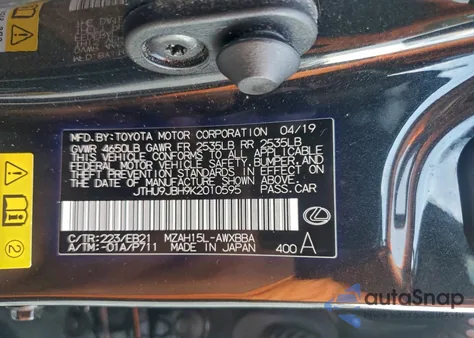 2019 Lexus Ux 250H z USA, uszkodzony, nr VIN JTHU9JBH9K2010595